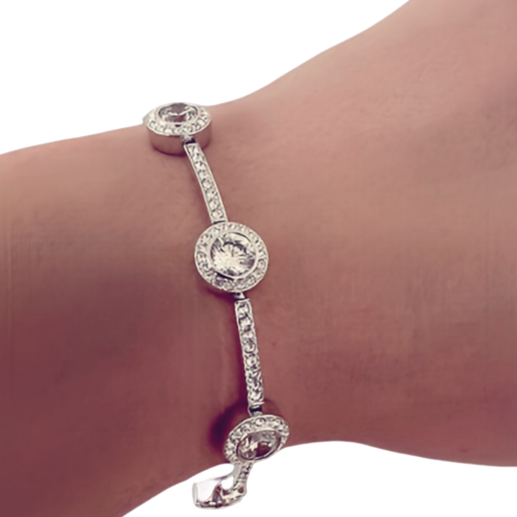 Eliot Danori | Elegant Silver Bracelet With Crystal Accents